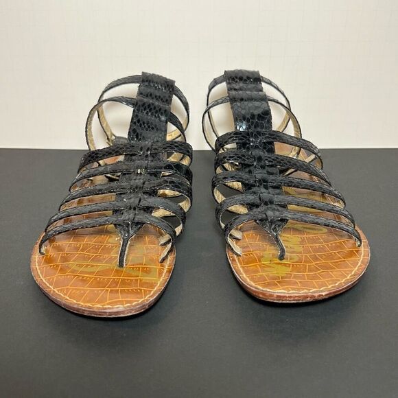 Womens SAM EDELMAN Gilda Black Snakeprint Gladiator Sandals / Size 6.5 Medium - Picture 2 of 8